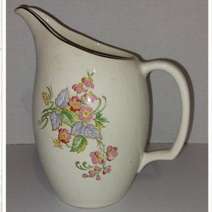 Vintage British Anchor Floral Pitcher with Gold Trim 8"